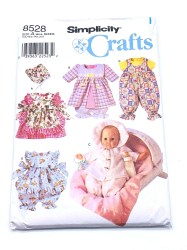 8528 SIMPLICITY 12-14",16"-18-22'' BABY DOLL JACKET, HAT, PANTIES, DRESS PATTERN